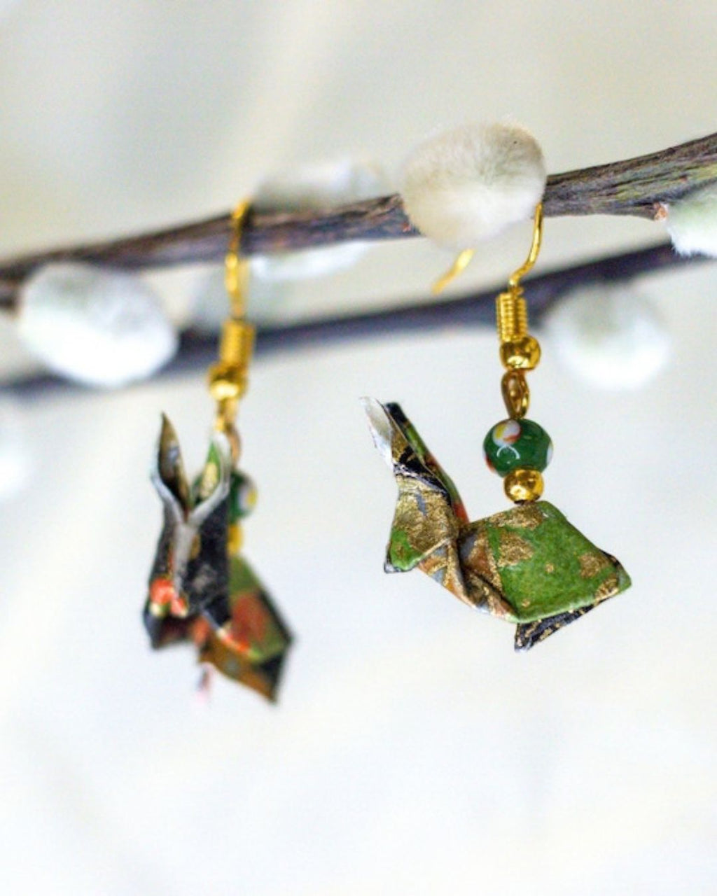 Boucles d'oreilles lapin en origami