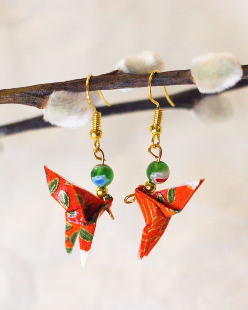 Boucles d'oreilles papillon en origami