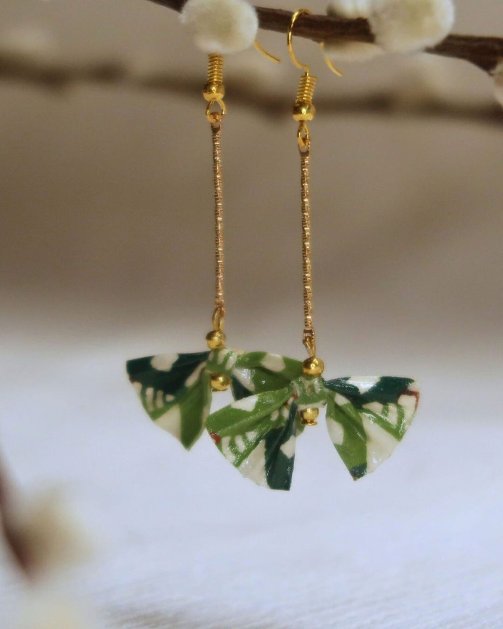 Boucles d'oreilles ruban en origami
