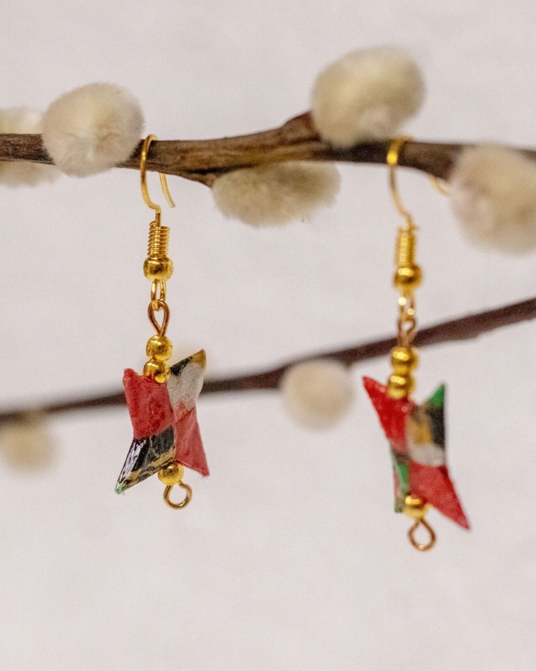 Boucles d'oreilles shuriken en origami
