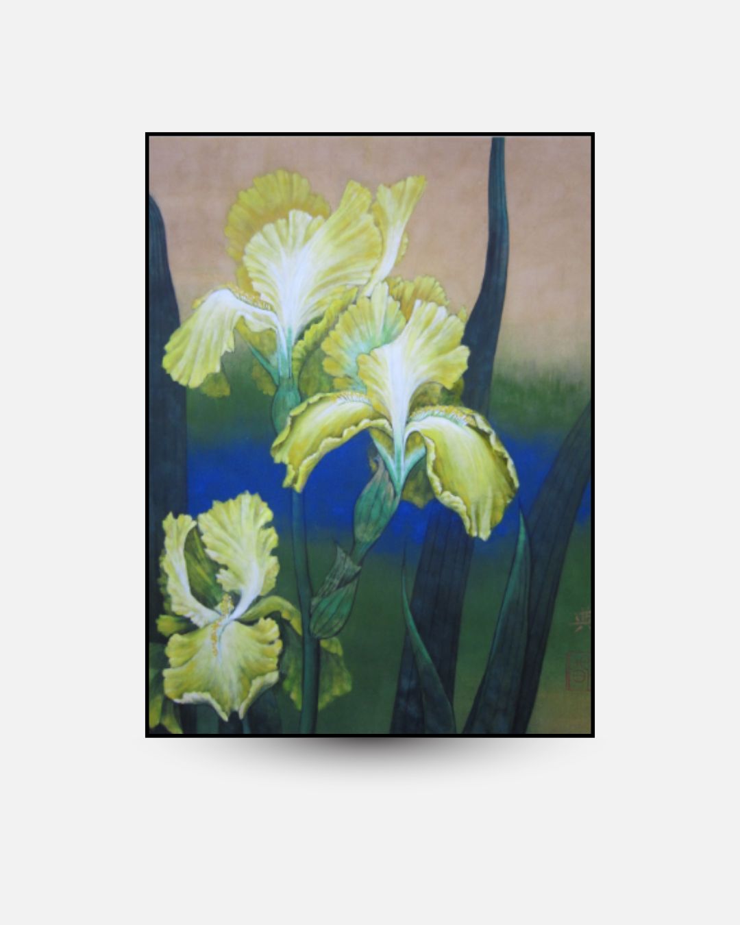 Peinture Nihonga Iris jaunes