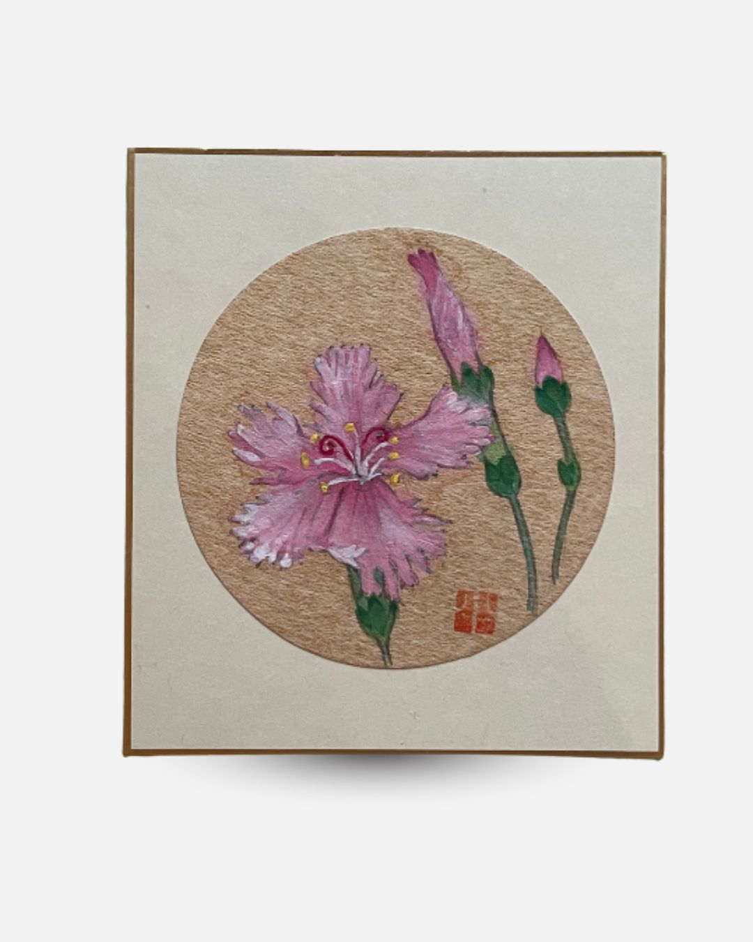 Peinture Nihonga Fleurs d'oeillet